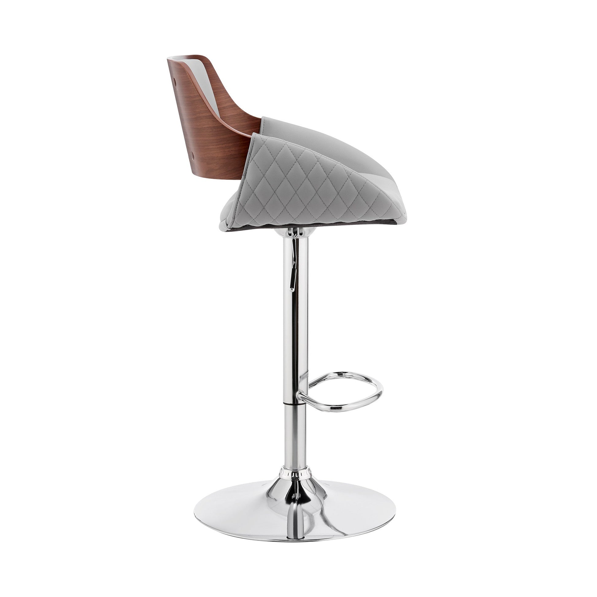 HomeRoots Grey Faux Leather Adjustable Chrome Swivel Bar Stool