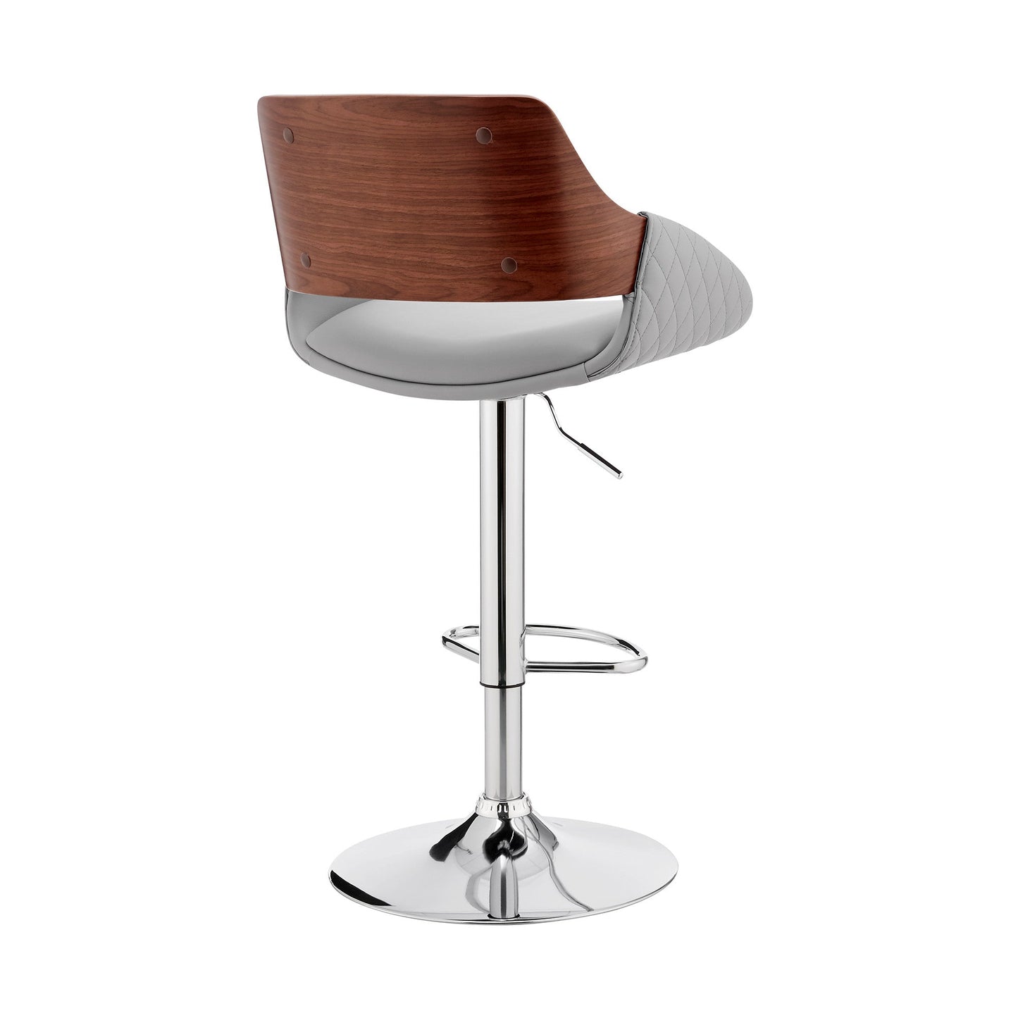 HomeRoots Grey Faux Leather Adjustable Chrome Swivel Bar Stool