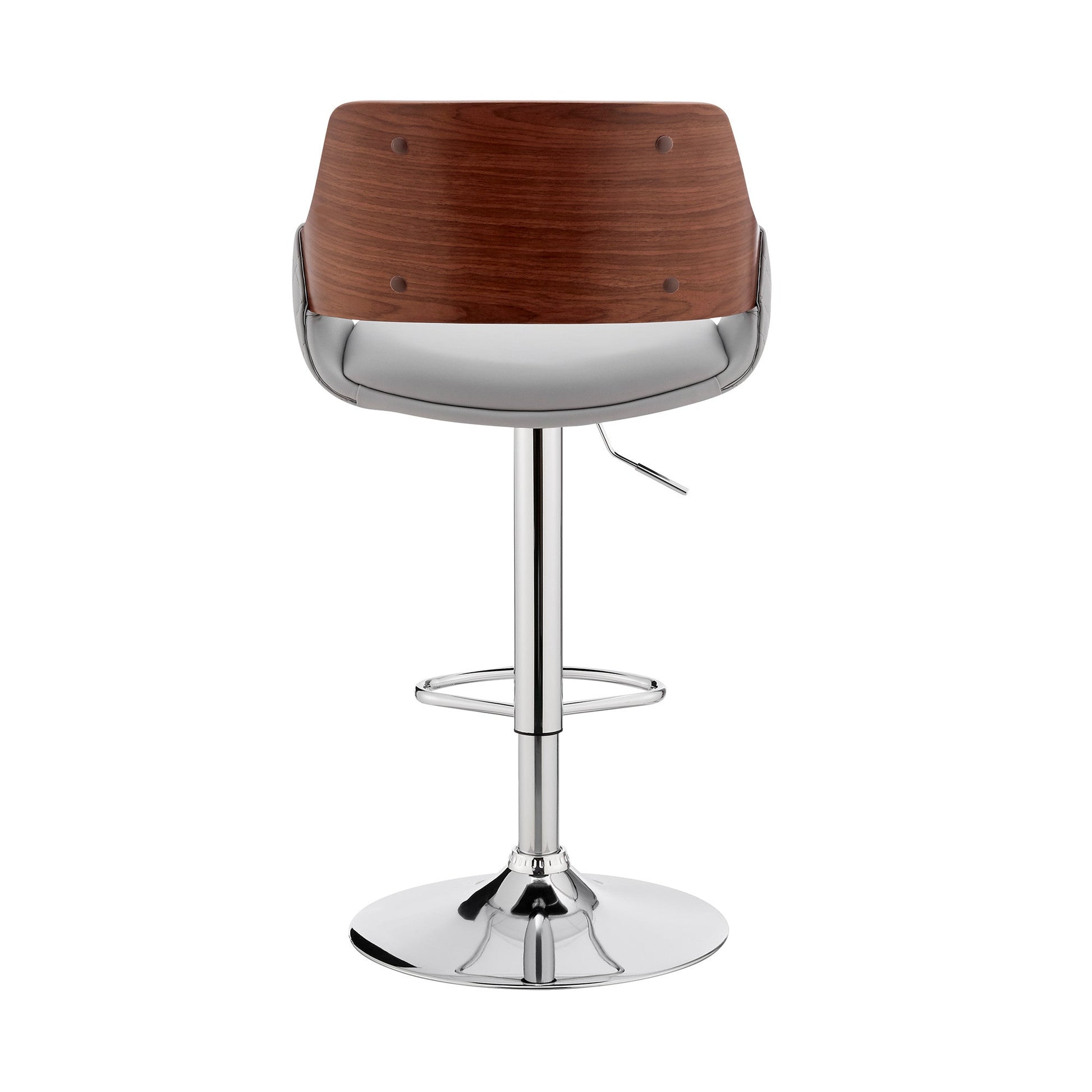 HomeRoots Grey Faux Leather Adjustable Chrome Swivel Bar Stool