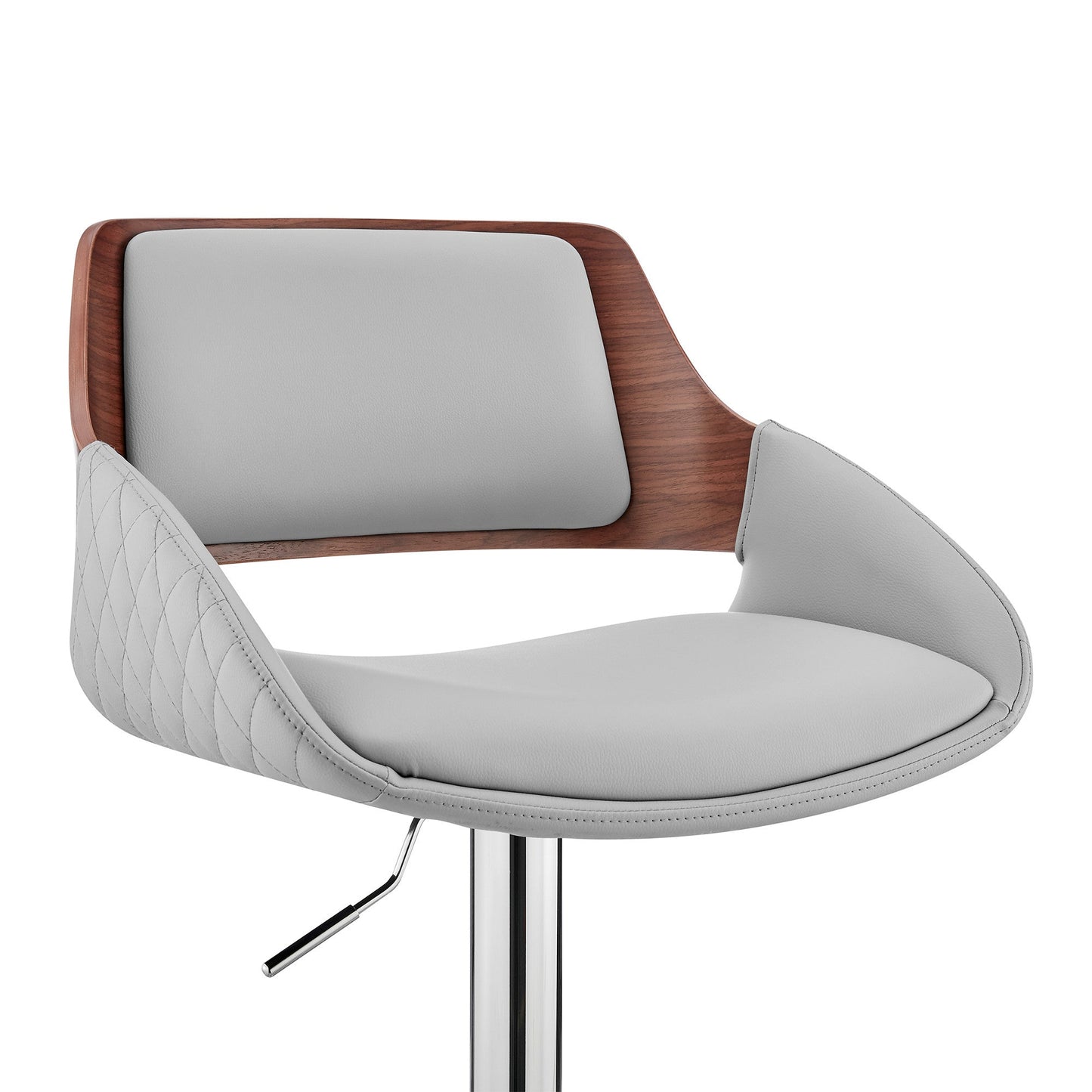 HomeRoots Grey Faux Leather Adjustable Chrome Swivel Bar Stool