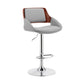HomeRoots Grey Faux Leather Adjustable Chrome Swivel Bar Stool