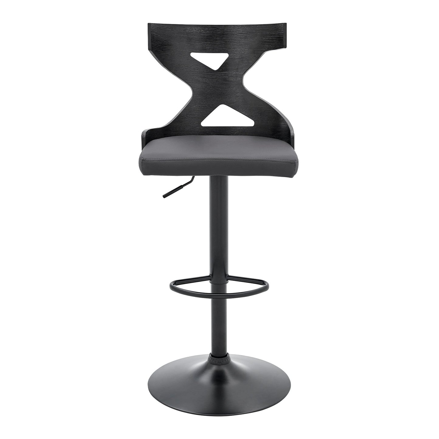 HomeRoots Grey Faux Leather Stylish Curved Back Bar Stool