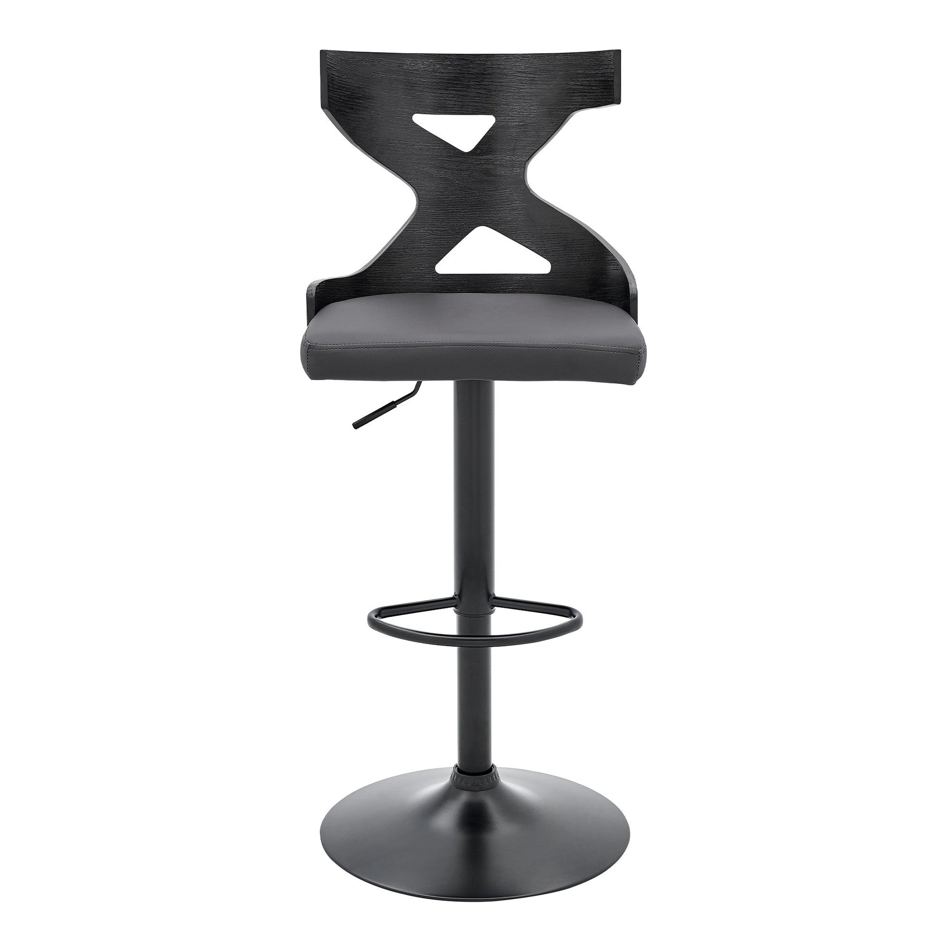 HomeRoots Grey Faux Leather Stylish Curved Back Bar Stool