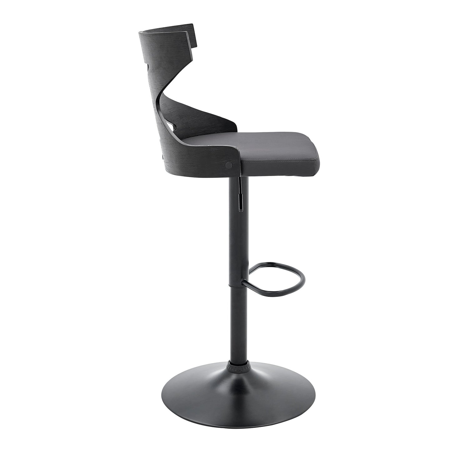 HomeRoots Grey Faux Leather Stylish Curved Back Bar Stool