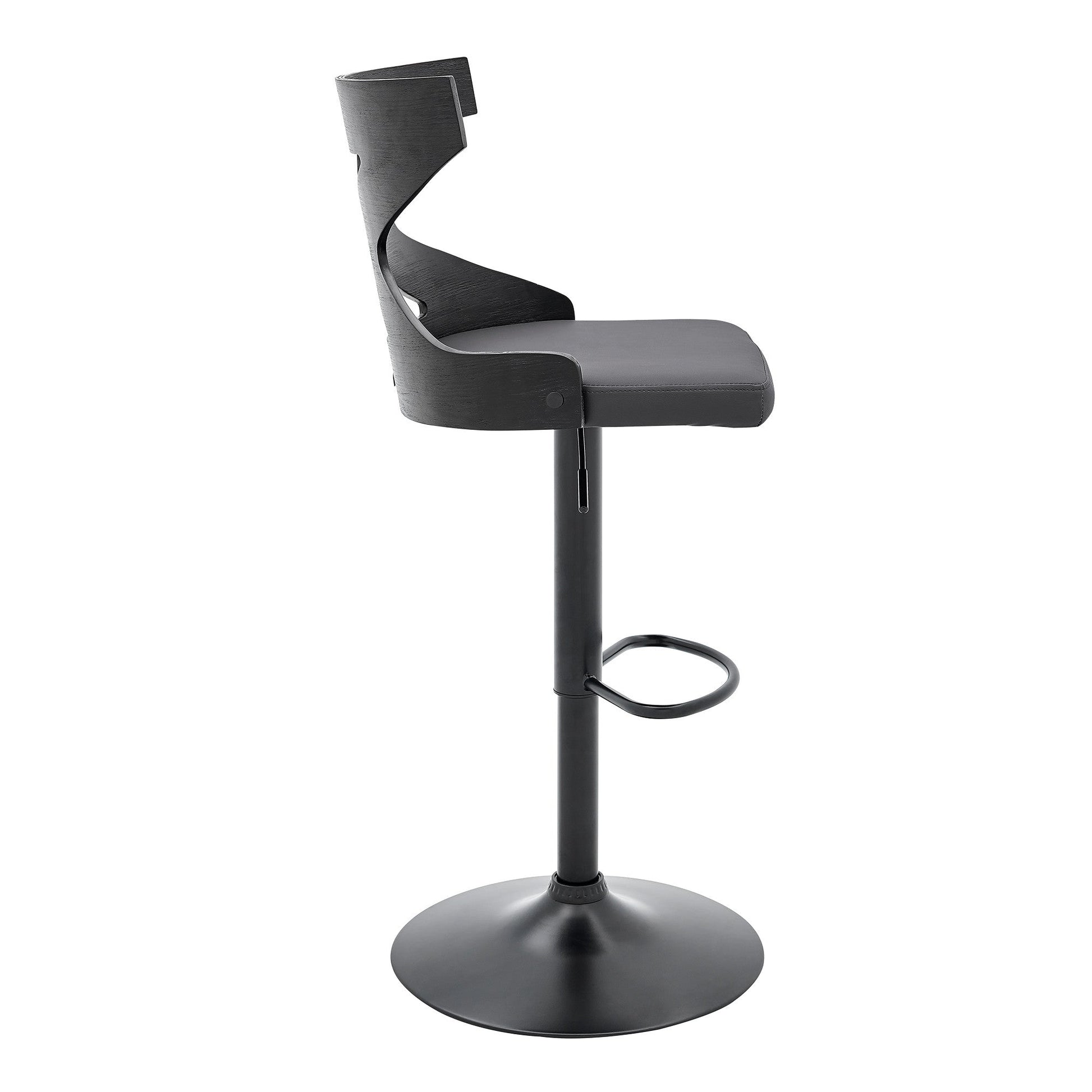 HomeRoots Grey Faux Leather Stylish Curved Back Bar Stool