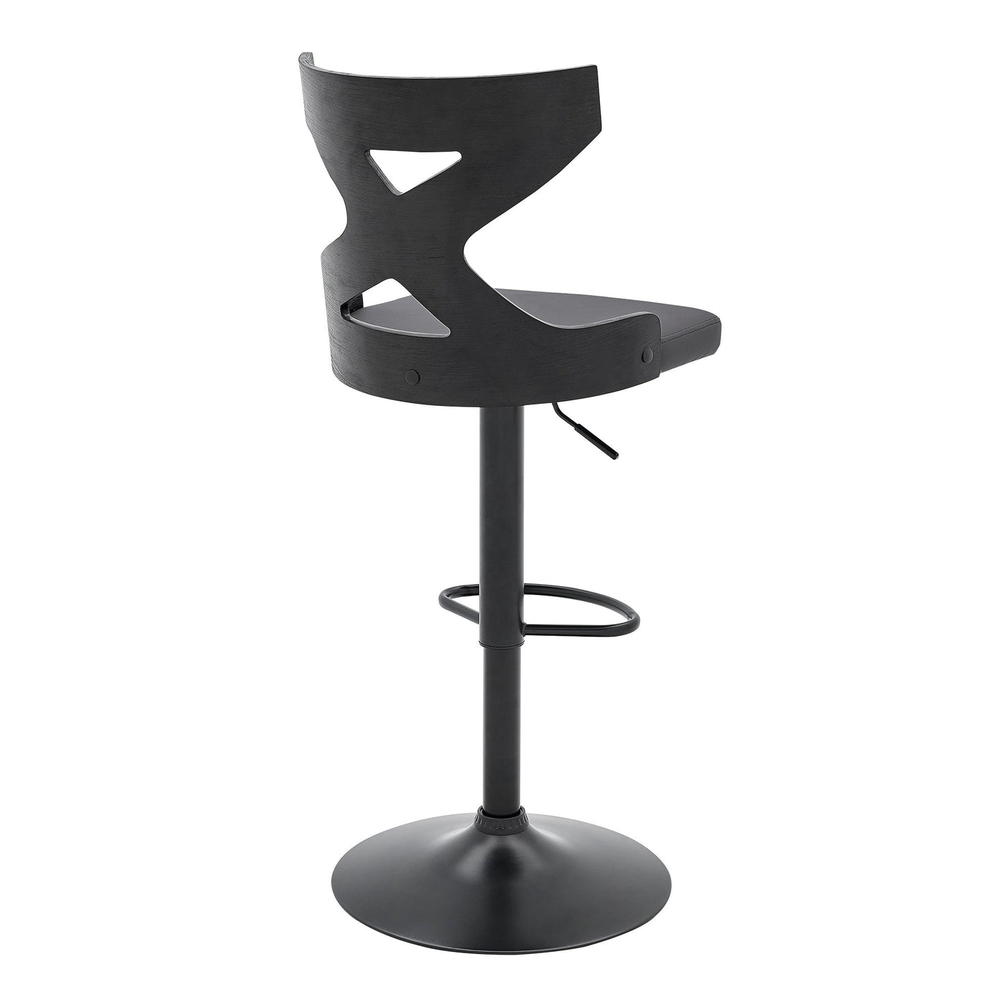 HomeRoots Grey Faux Leather Stylish Curved Back Bar Stool