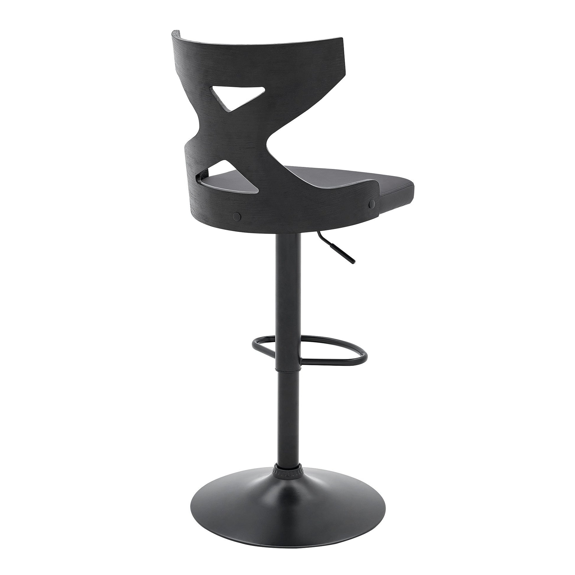 HomeRoots Grey Faux Leather Stylish Curved Back Bar Stool