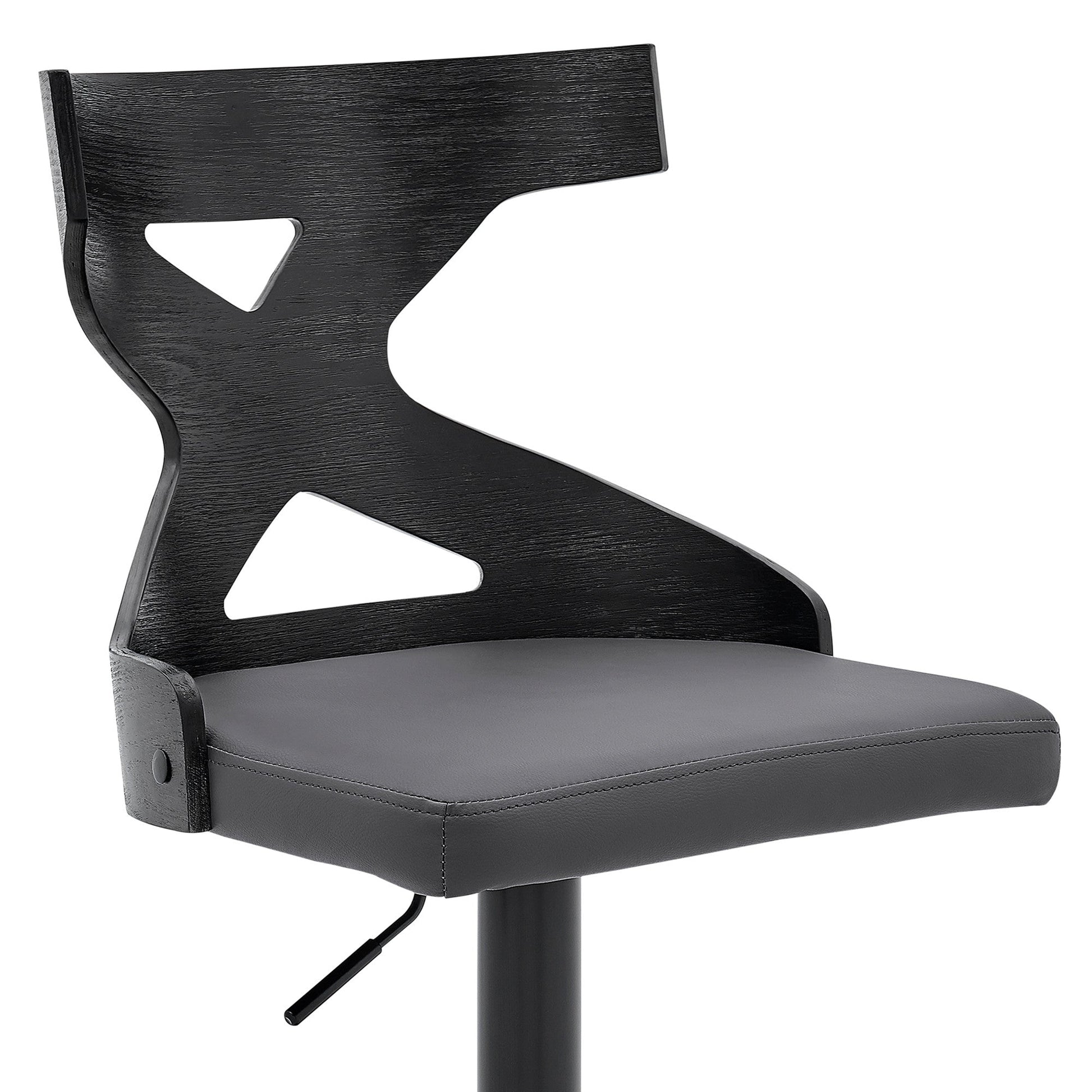 HomeRoots Grey Faux Leather Stylish Curved Back Bar Stool