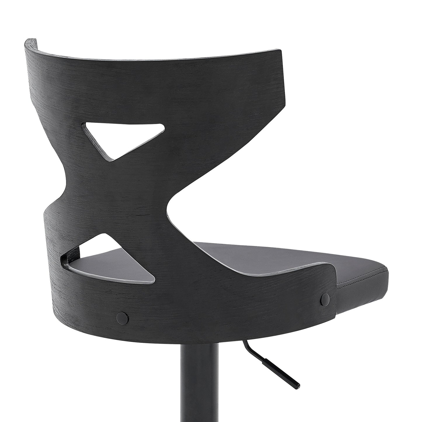 HomeRoots Grey Faux Leather Stylish Curved Back Bar Stool