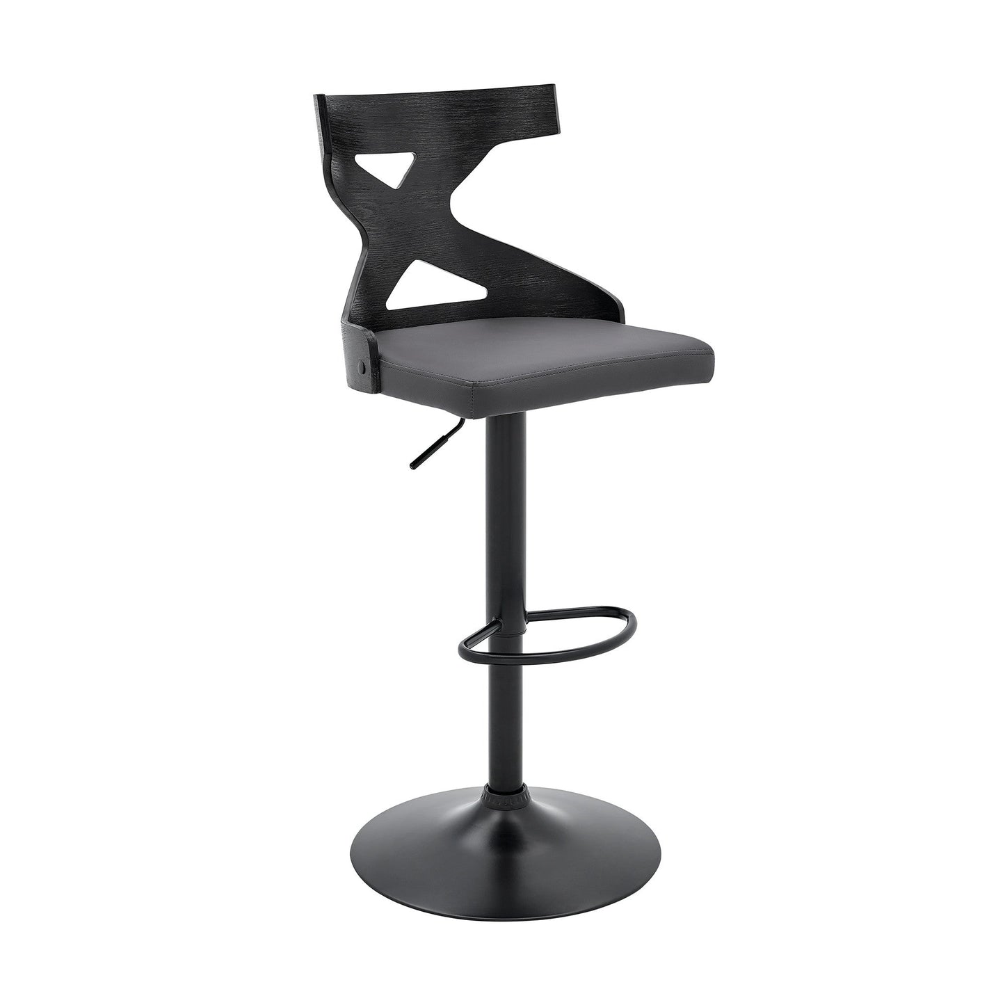HomeRoots Grey Faux Leather Stylish Curved Back Bar Stool