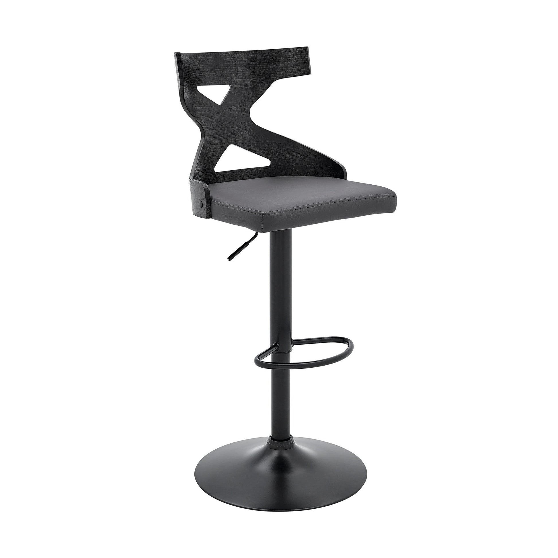 HomeRoots Grey Faux Leather Stylish Curved Back Bar Stool