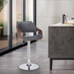 HomeRoots Grey Faux Leather and Walnut Wood and Chrome Swivel Adjustable Bar Stool