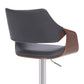 HomeRoots Grey Faux Leather and Walnut Wood and Chrome Swivel Adjustable Bar Stool