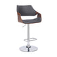 HomeRoots Grey Faux Leather and Walnut Wood and Chrome Swivel Adjustable Bar Stool