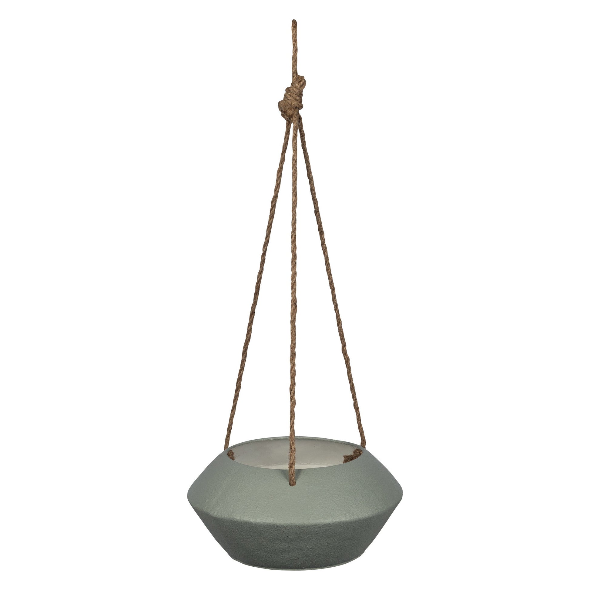HomeRoots Grey Metal Hanging Rope Planter