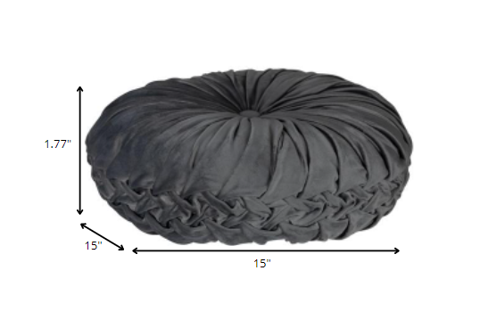 HomeRoots Grey Round Tufted Velvet Pillow