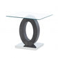 HomeRoots Grey Tone Oval Design Support End Table With Glass Top
