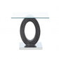 HomeRoots Grey Tone Oval Design Support End Table With Glass Top