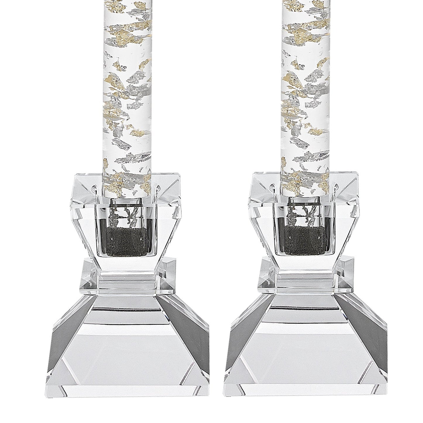 HomeRoots Hand Crafted Crystal Pair of Handcrafted Candle Holders