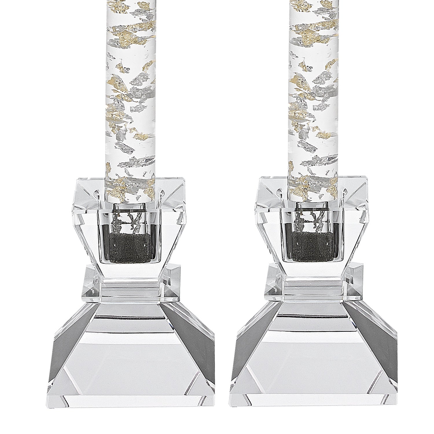 HomeRoots Hand Crafted Crystal Pair of Handcrafted Candle Holders