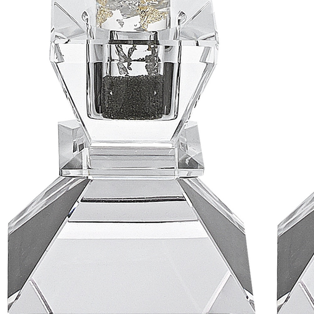 HomeRoots Hand Crafted Crystal Pair of Handcrafted Candle Holders
