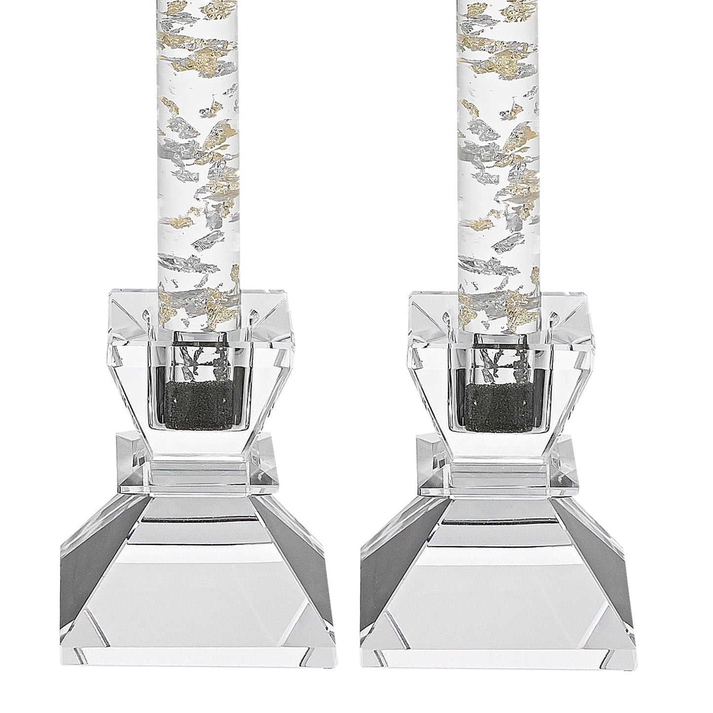 HomeRoots Hand Crafted Crystal Pair of Handcrafted Candle Holders