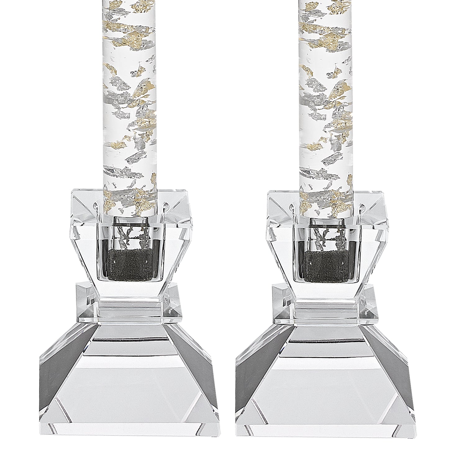 HomeRoots Hand Crafted Crystal Pair of Handcrafted Candle Holders