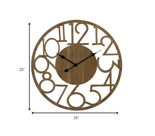 HomeRoots Hand Crafted Modern Natural Wood Wall Clock