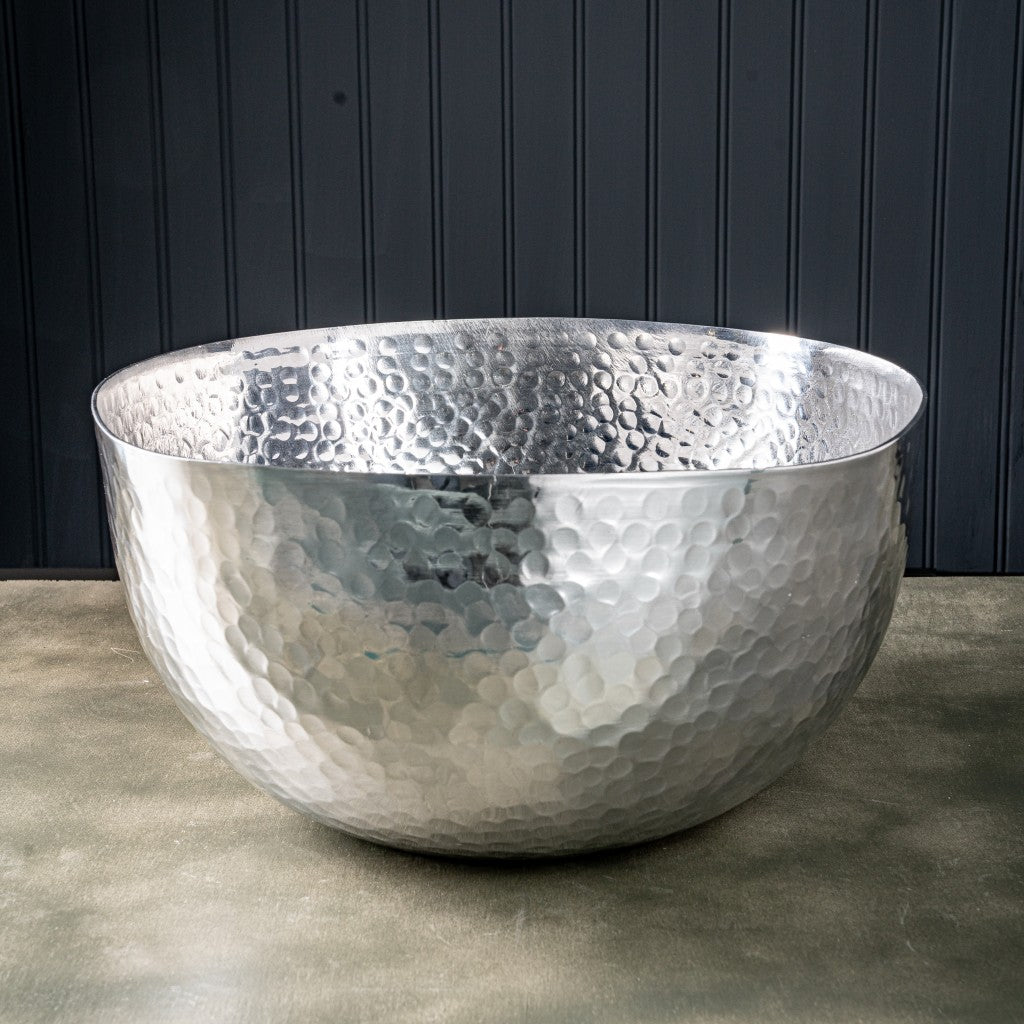 HomeRoots Handcrafted Hammered Square Centerpiece Bowl With Stainless Steel Finish