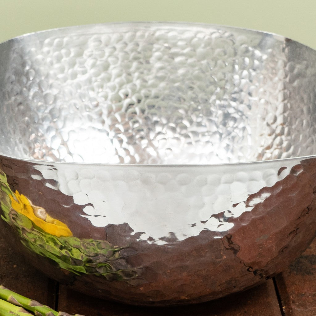 HomeRoots Handcrafted Hammered Square Centerpiece Bowl With Stainless Steel Finish