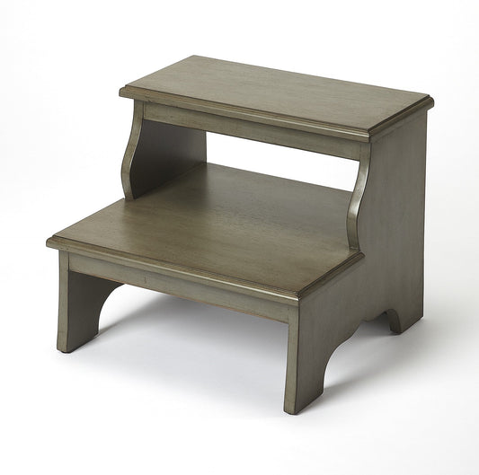HomeRoots Handcrafted Silver Satin Step Stool