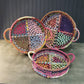 HomeRoots Handmade Rainbow Round Nesting Jute Trays in Set of 3