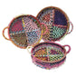 HomeRoots Handmade Rainbow Round Nesting Jute Trays in Set of 3