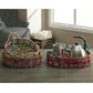 HomeRoots Handmade Rainbow Round Nesting Jute Trays in Set of 3