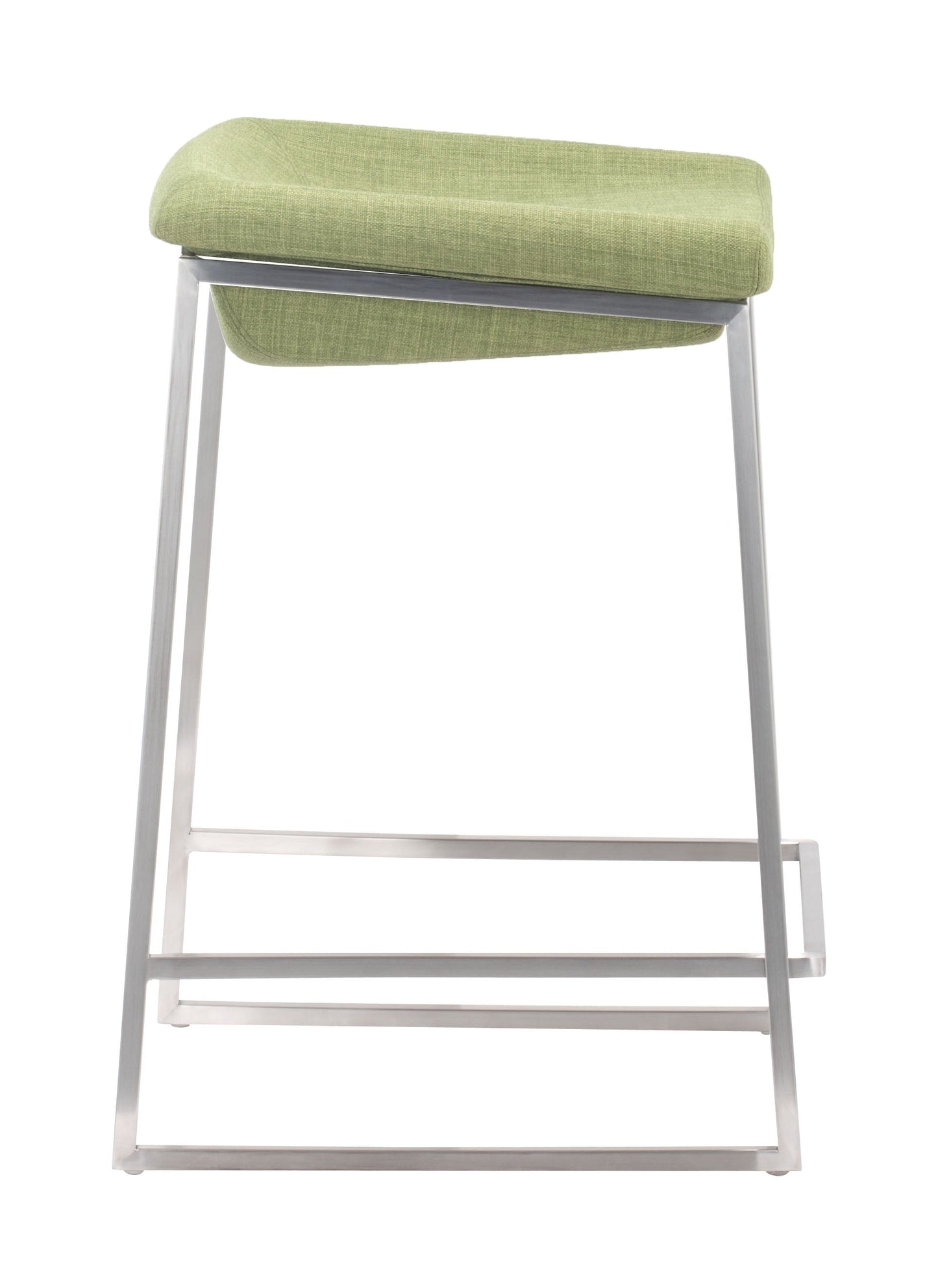 HomeRoots Heathered Green And Stainless Indented Counter Stools in Set of 2