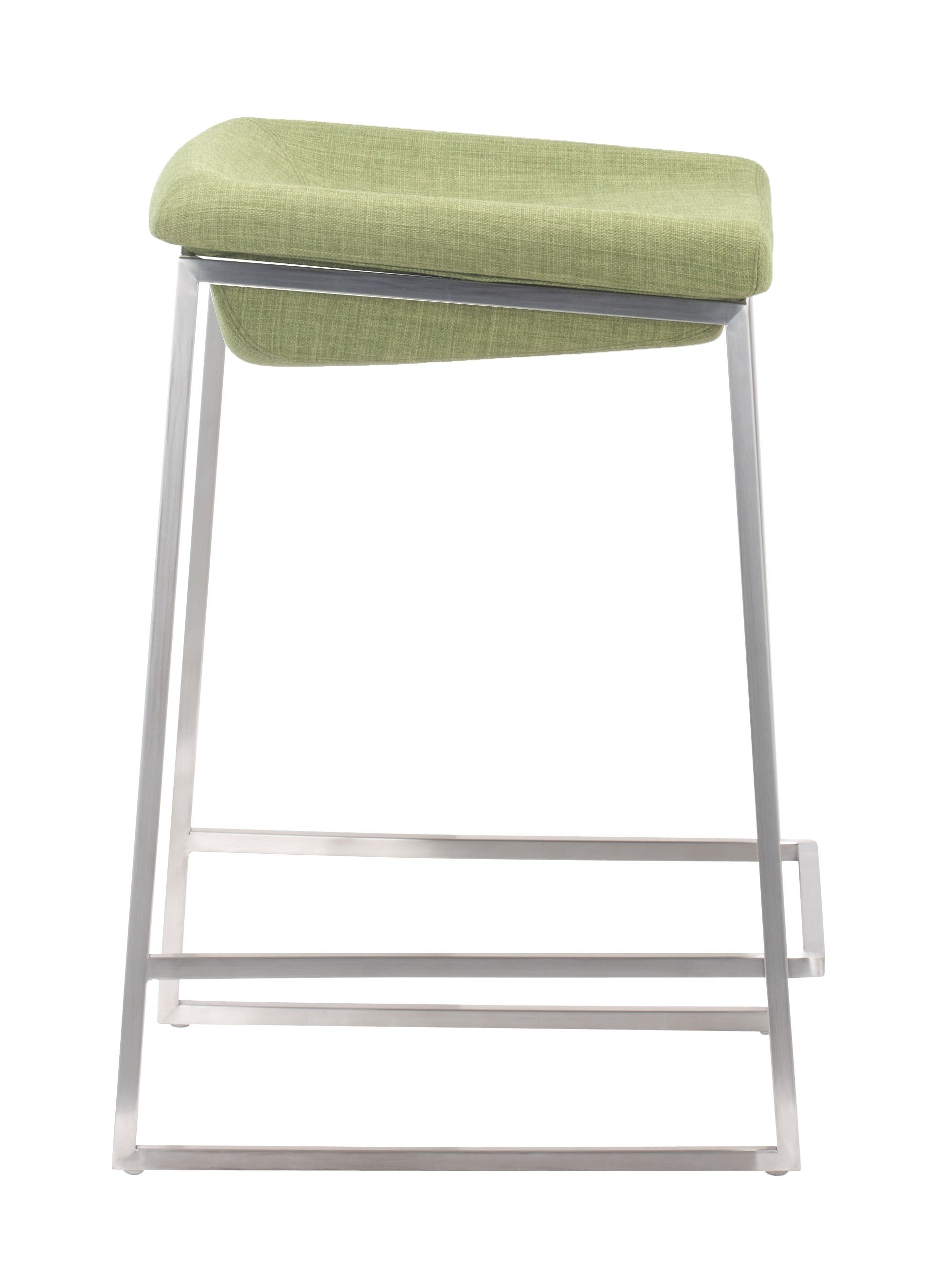 HomeRoots Heathered Green And Stainless Indented Counter Stools in Set of 2