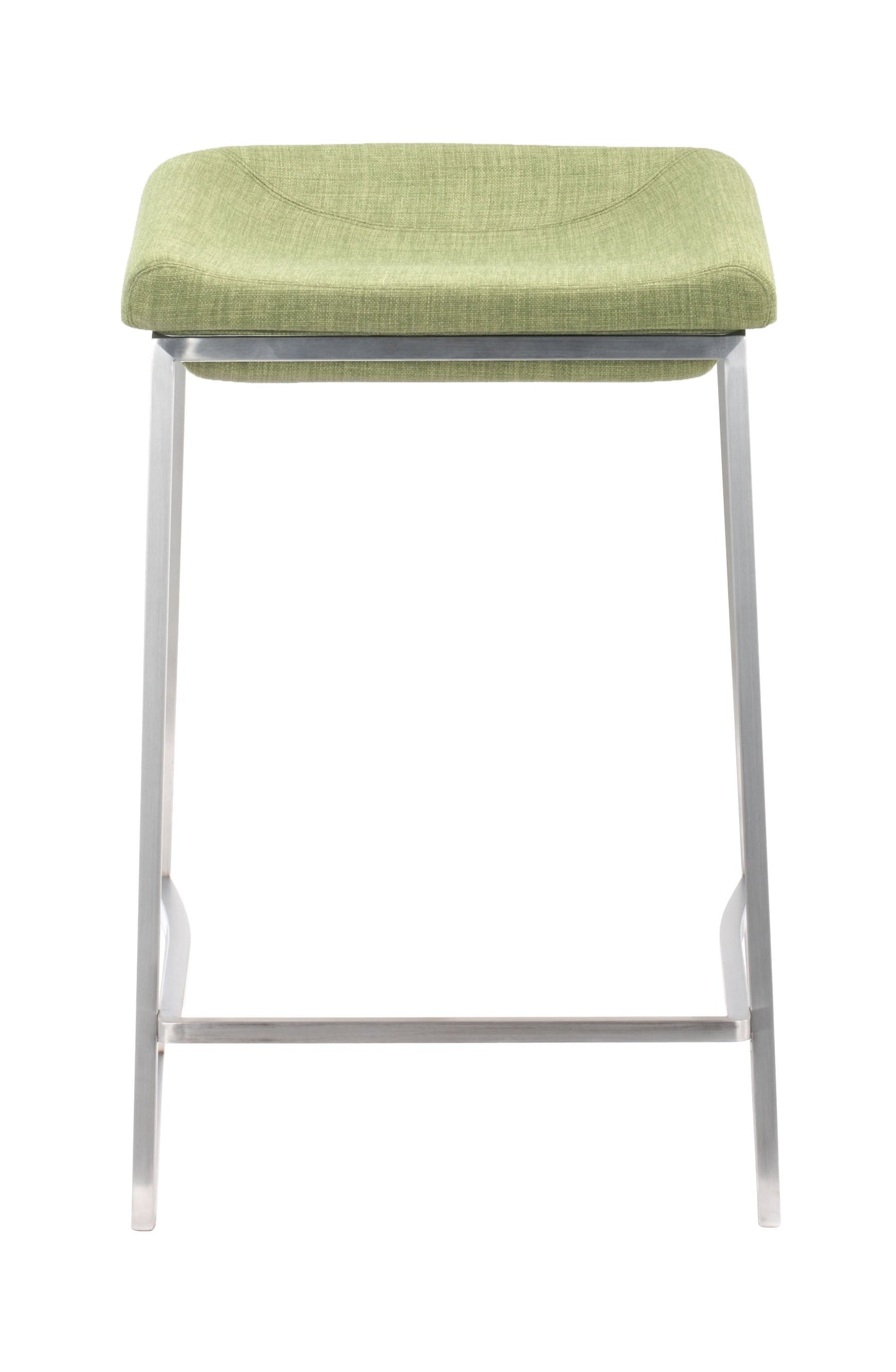 HomeRoots Heathered Green And Stainless Indented Counter Stools in Set of 2