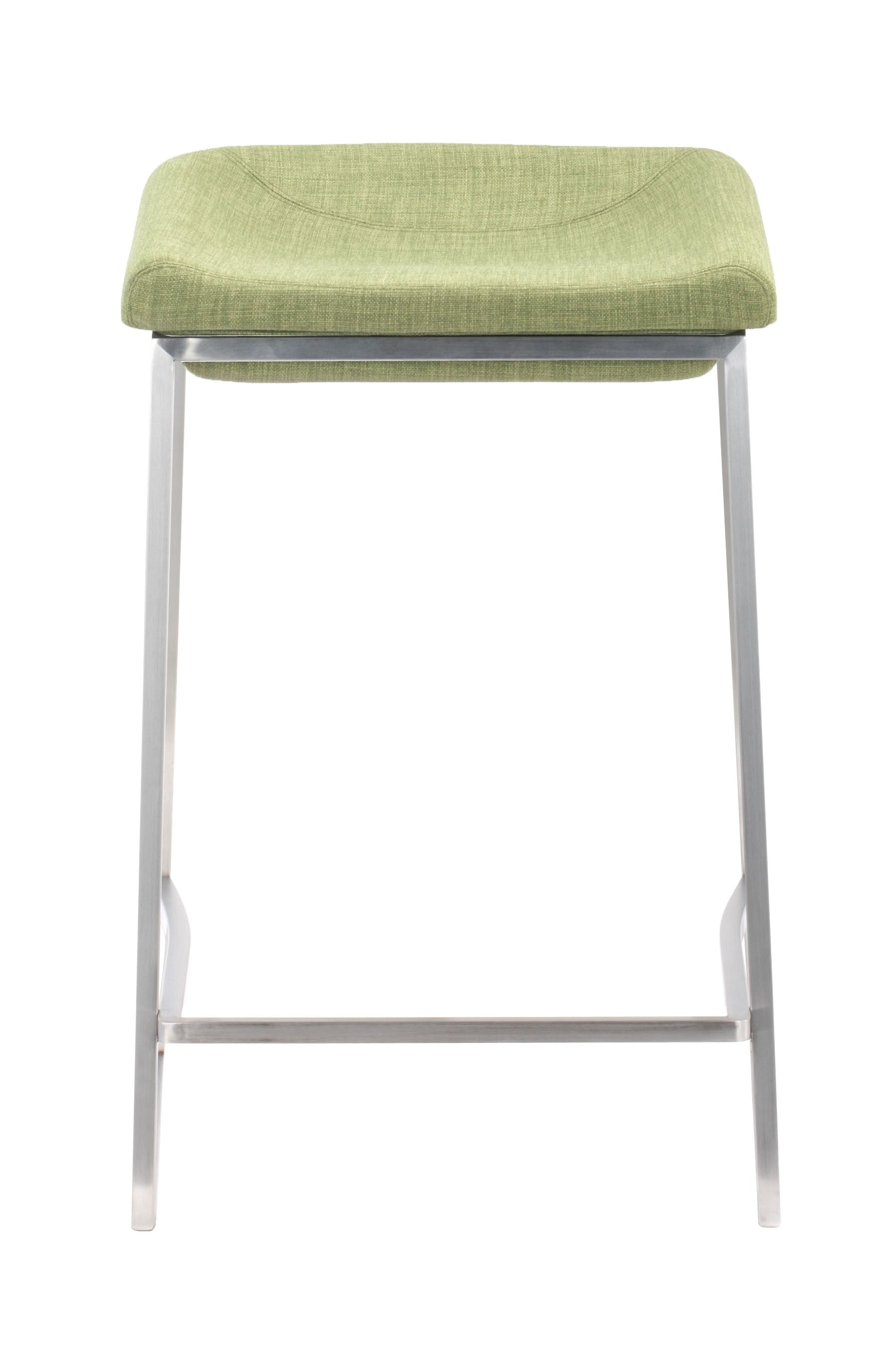 HomeRoots Heathered Green And Stainless Indented Counter Stools in Set of 2