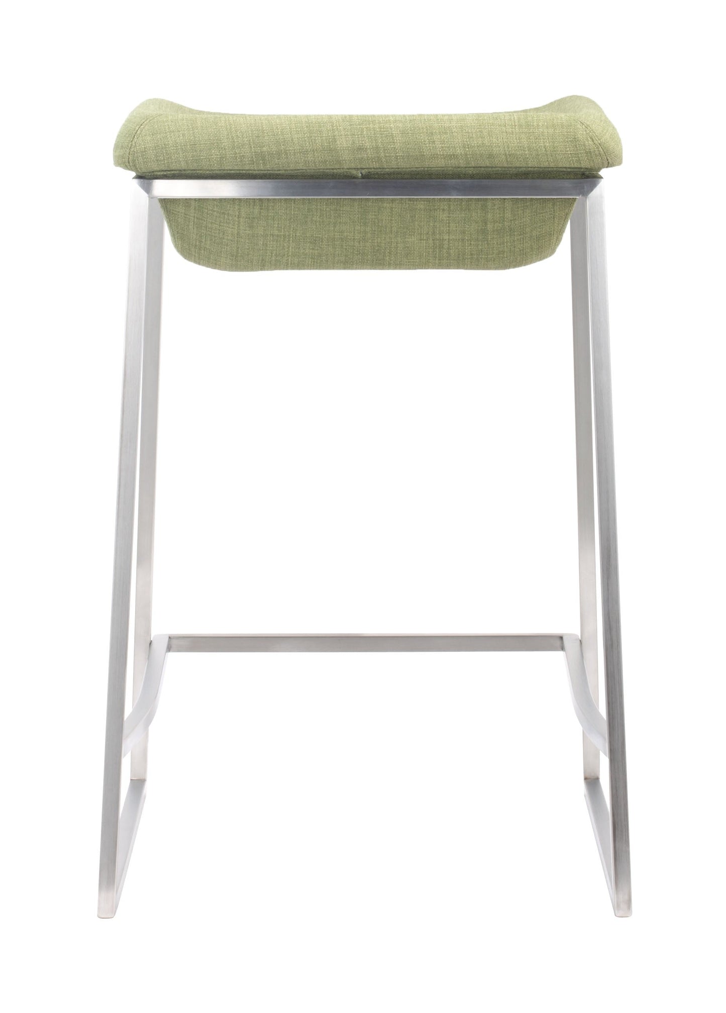 HomeRoots Heathered Green And Stainless Indented Counter Stools in Set of 2