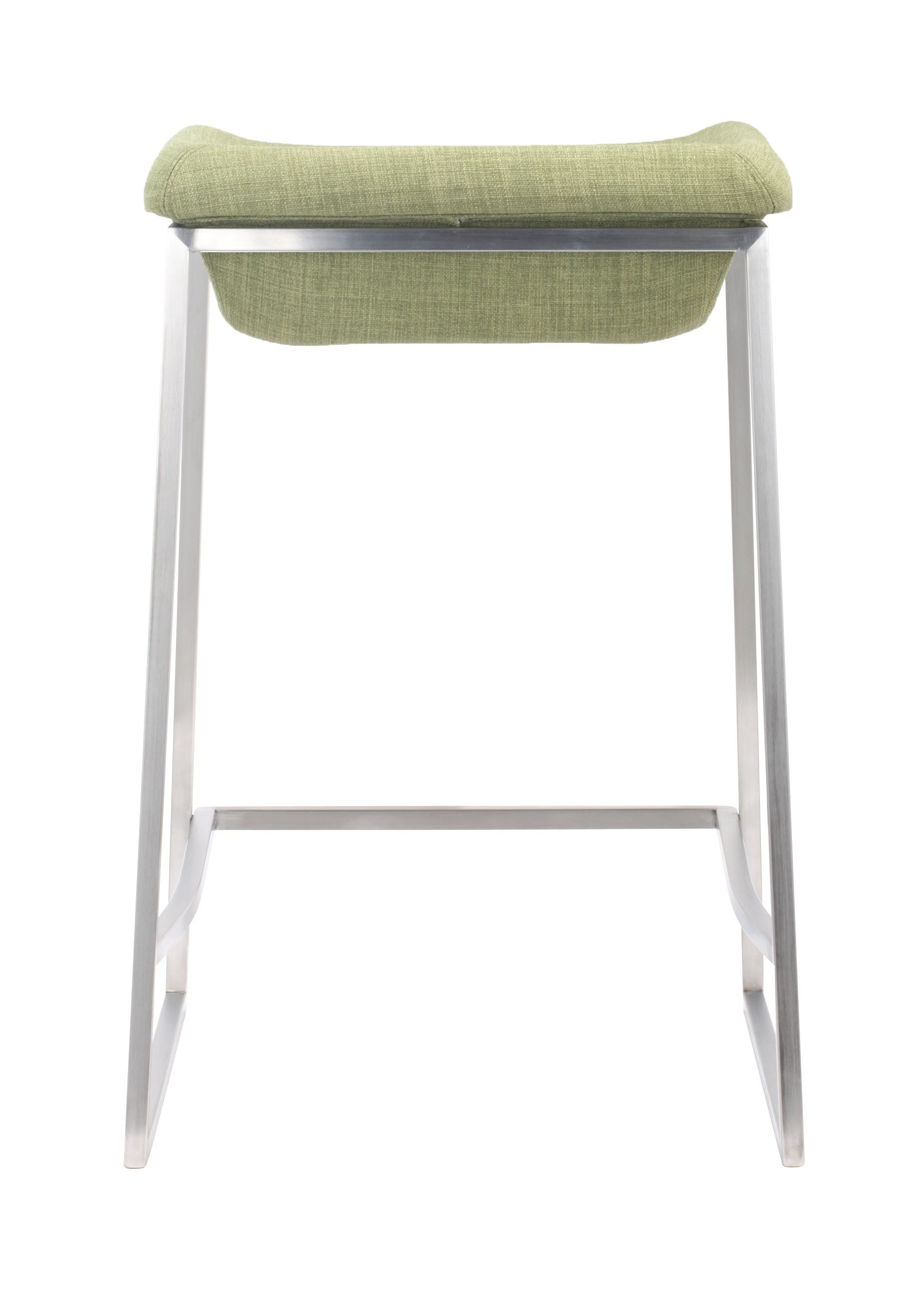 HomeRoots Heathered Green And Stainless Indented Counter Stools in Set of 2