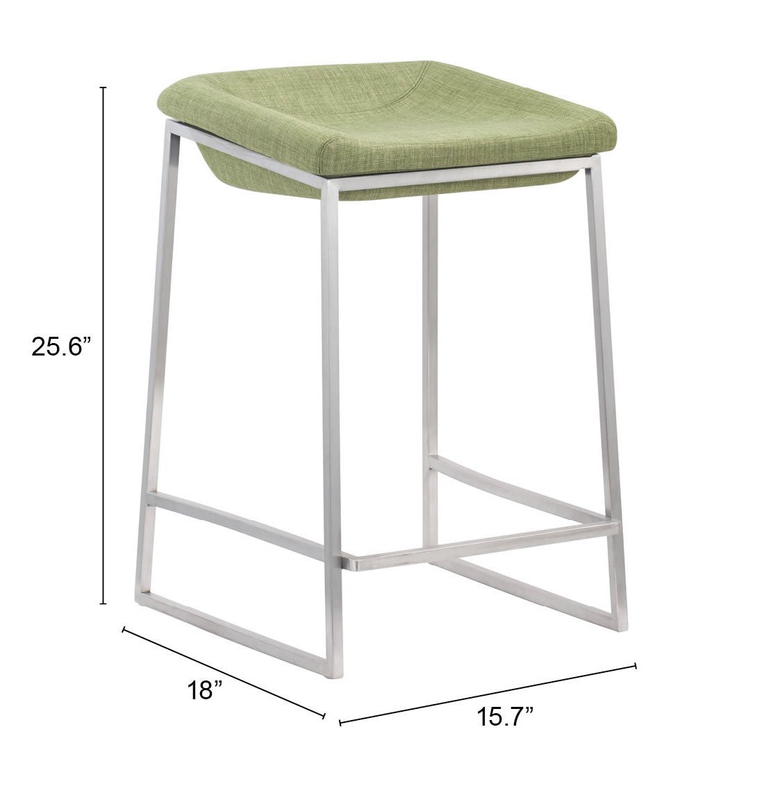 HomeRoots Heathered Green And Stainless Indented Counter Stools in Set of 2