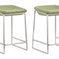 HomeRoots Heathered Green And Stainless Indented Counter Stools in Set of 2