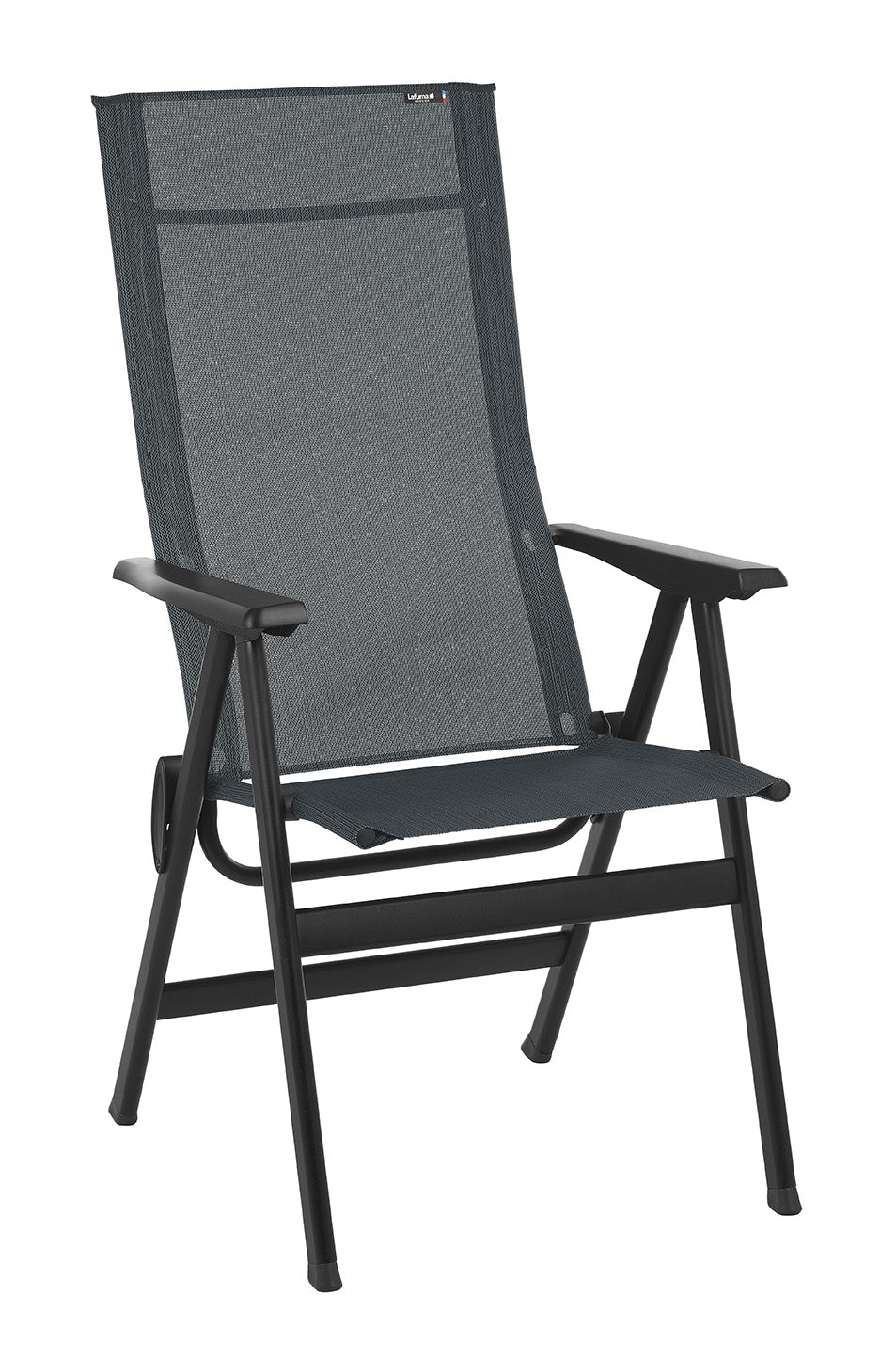 HomeRoots High Back Chair With Black Steel Frame And Obsidian Duo Fabric