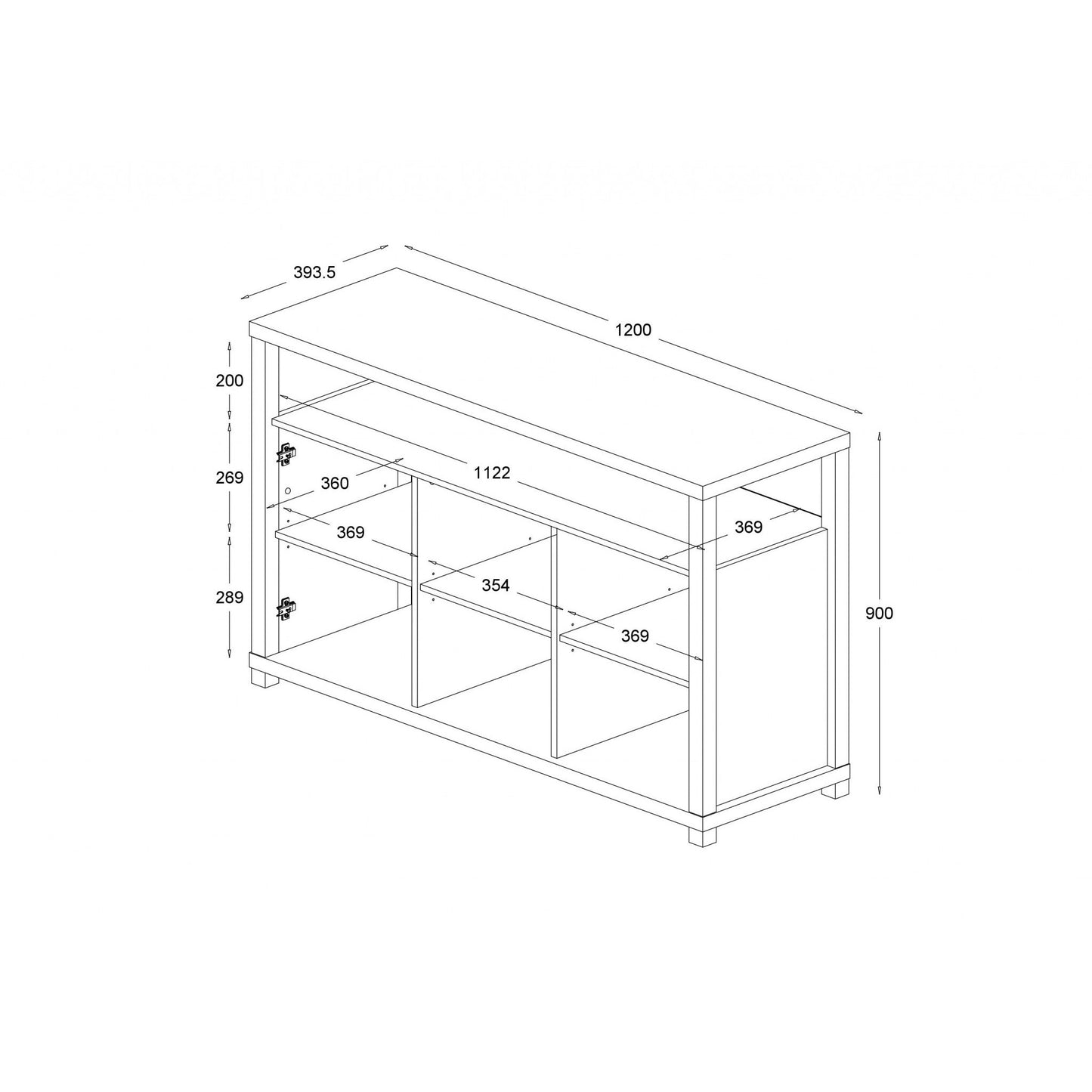 HomeRoots Hill Cabinet With 3 Doors In Espresso Finish