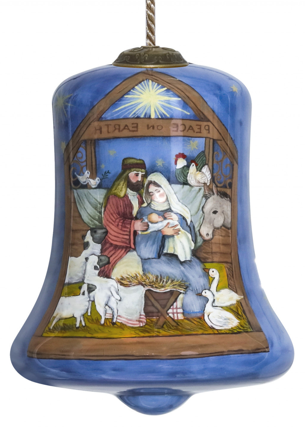HomeRoots Holy Family Bethlehem Hand Painted Mouth Blown Glass Ornament