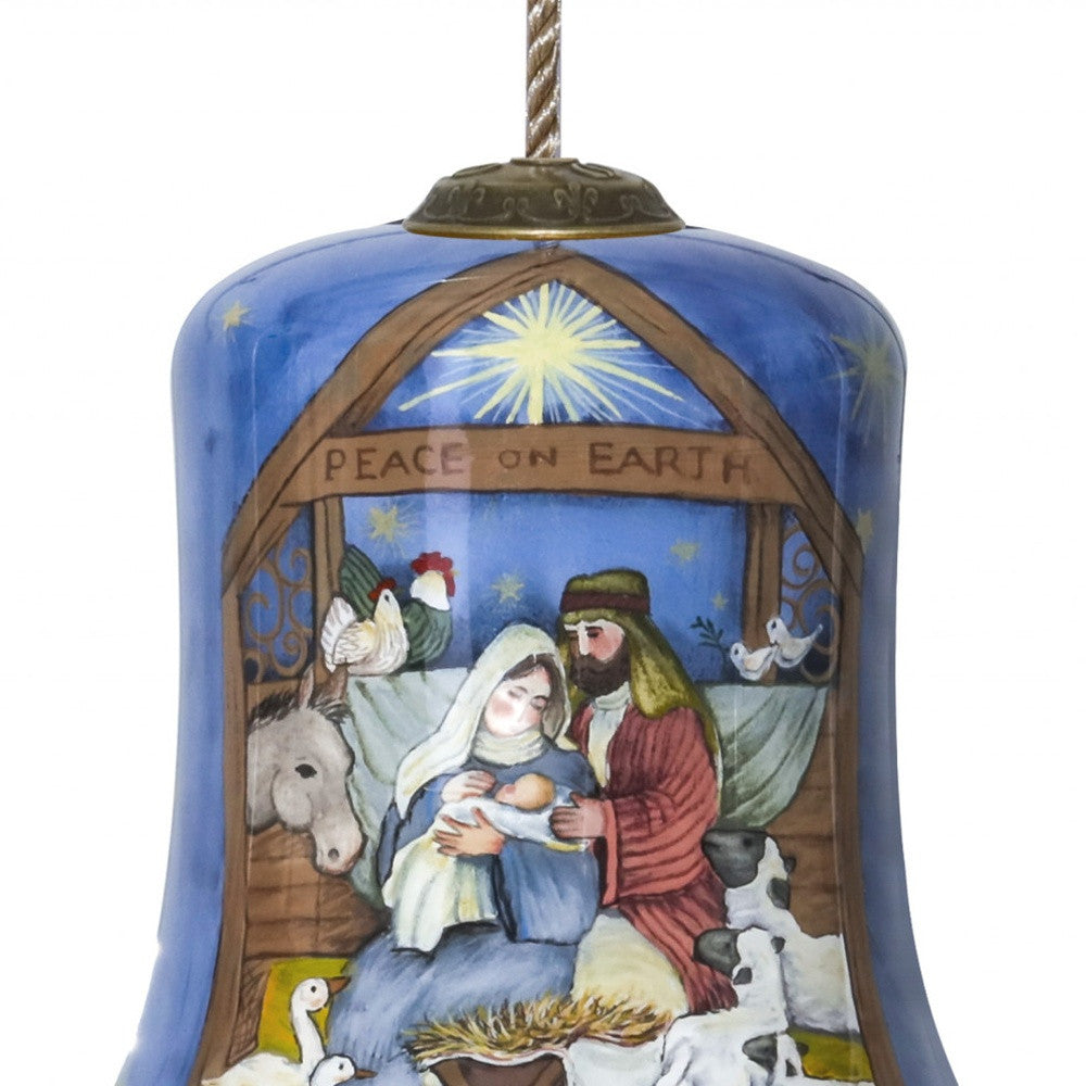 HomeRoots Holy Family Bethlehem Hand Painted Mouth Blown Glass Ornament