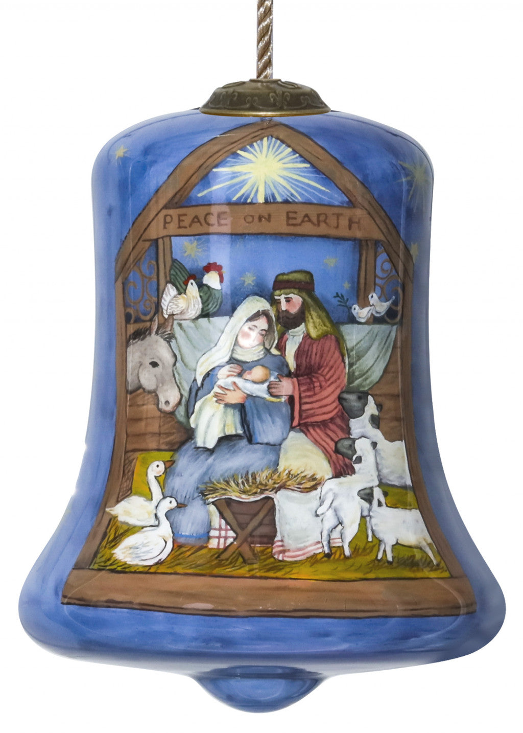 HomeRoots Holy Family Bethlehem Hand Painted Mouth Blown Glass Ornament