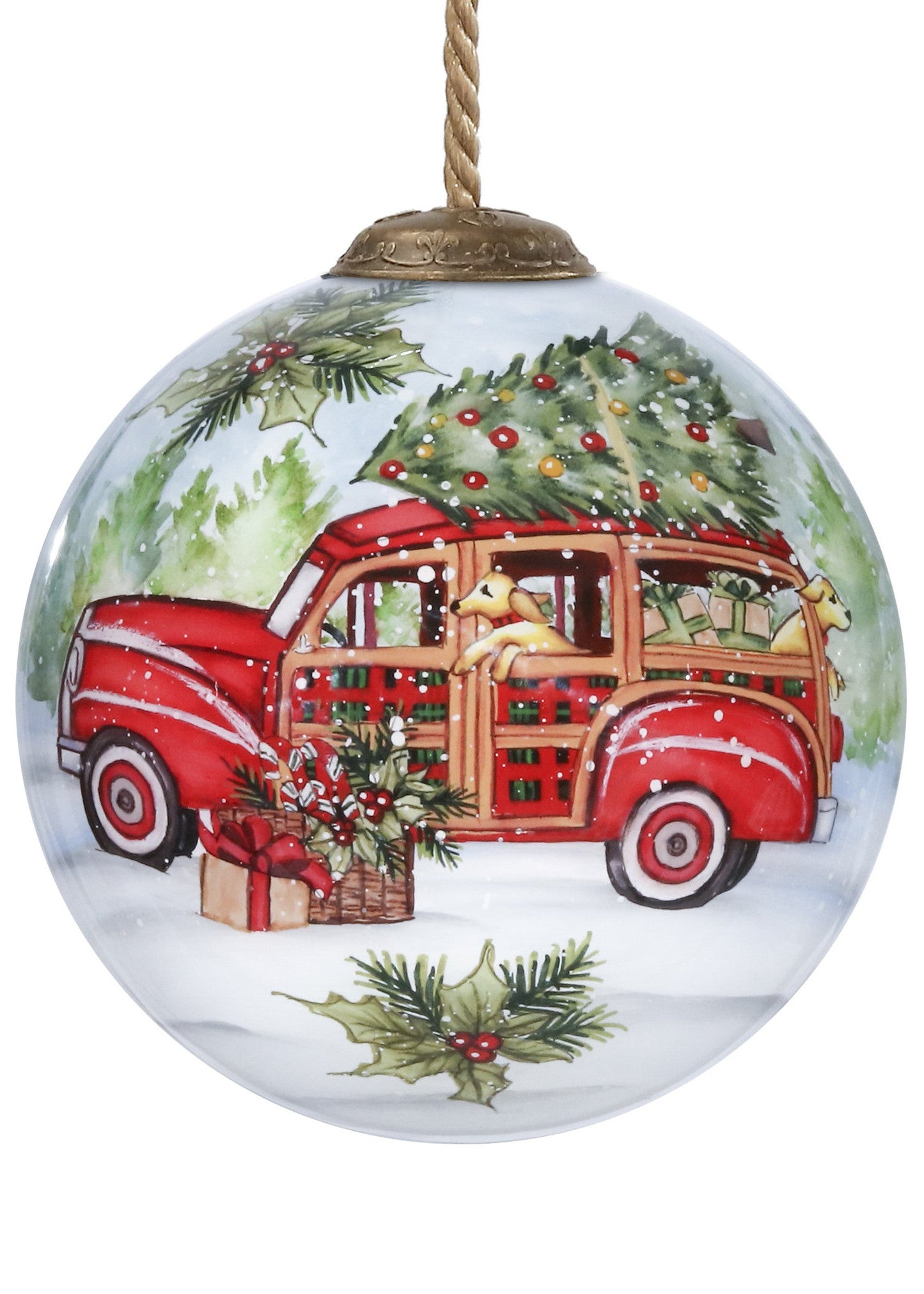 HomeRoots Home For Christmas Hand Painted Mouth Blown Glass Ornament