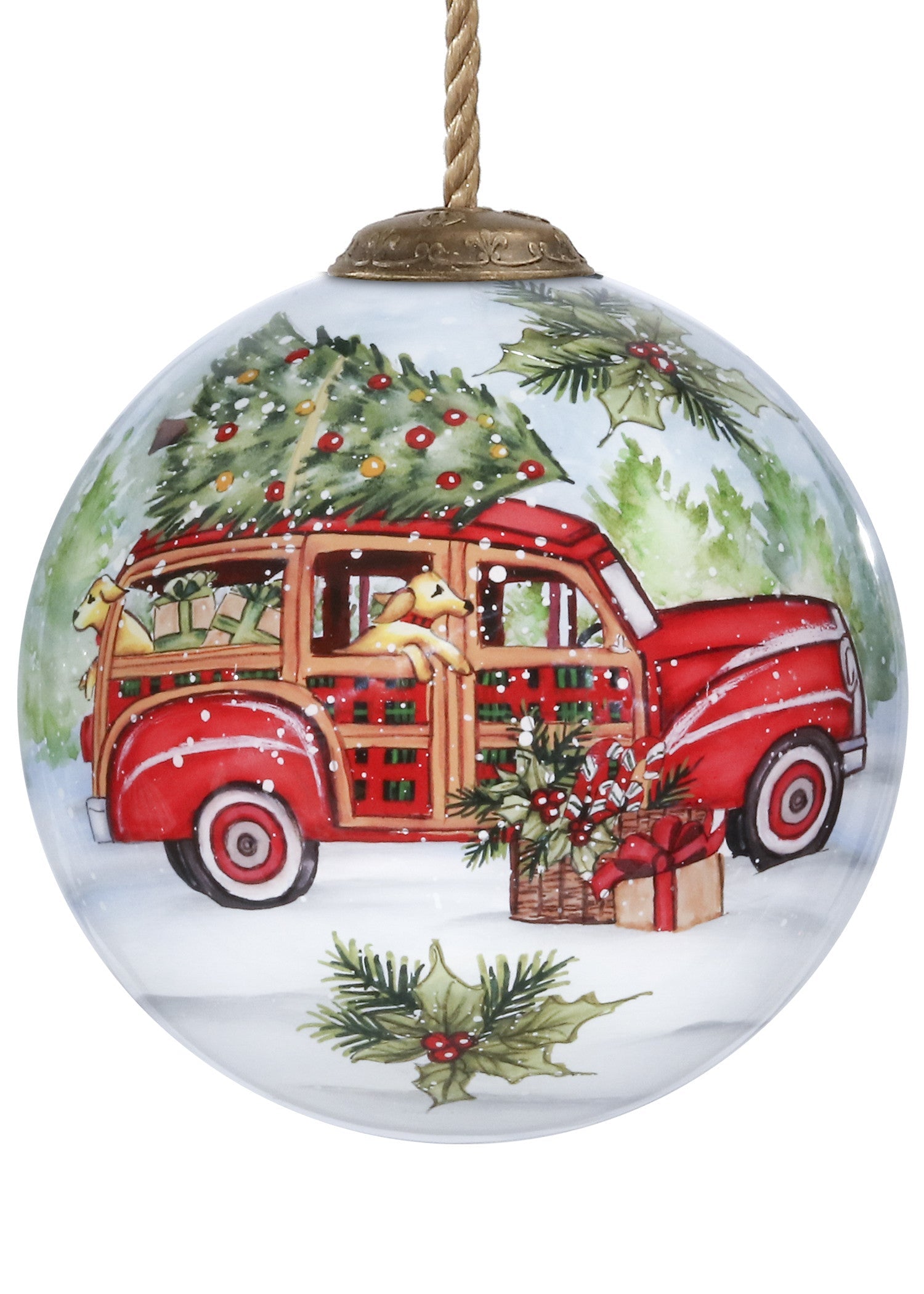 HomeRoots Home For Christmas Hand Painted Mouth Blown Glass Ornament