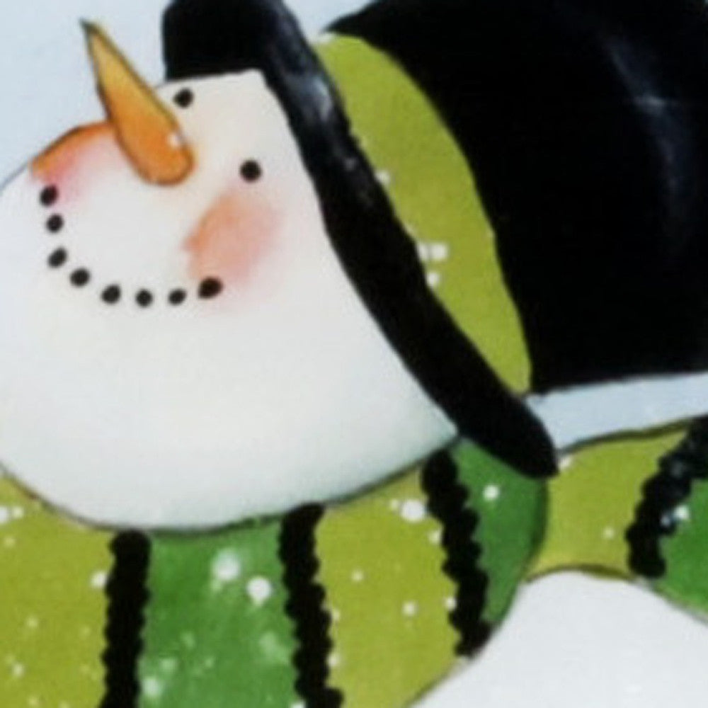 HomeRoots Ice Skating Shamrock Snowman Hand Painted Mouth Blown Glass Ornament